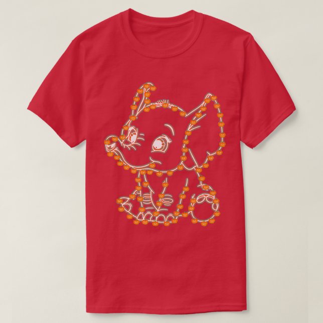 T-shirt Ligne Citrouille éléphante Halloween (Design devant)