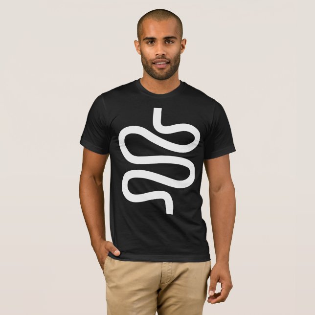 T-shirt Ligne courbe - Blanc sur noir (Devant entier)