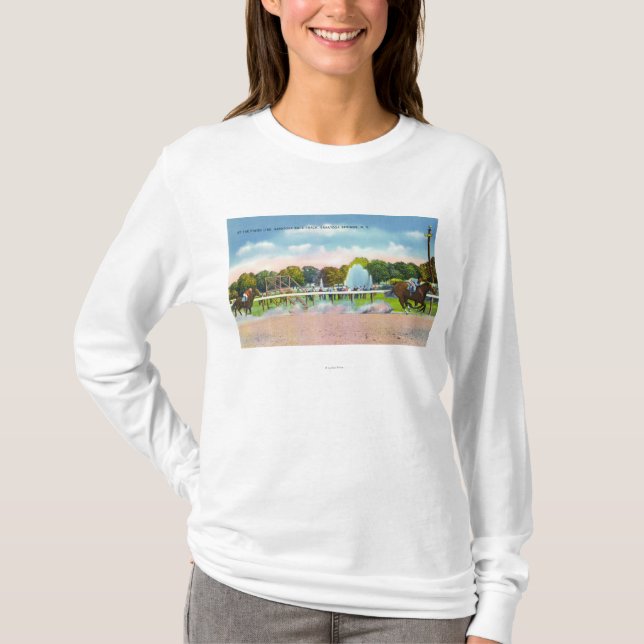 T-shirt Ligne d'arrivée de voie de course de Saratoga vue (Devant)
