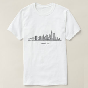 T-shirt Ligne détaillée de l'horizon de Boston Monument