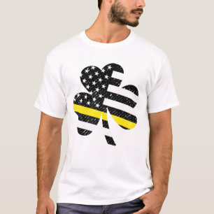 T-shirt Ligne drapeau américain irlandais d'or de Jour de