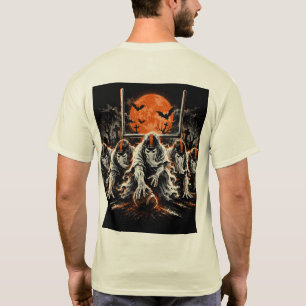 T-shirt Ligne offensive fantôme d'art de football Hallowee
