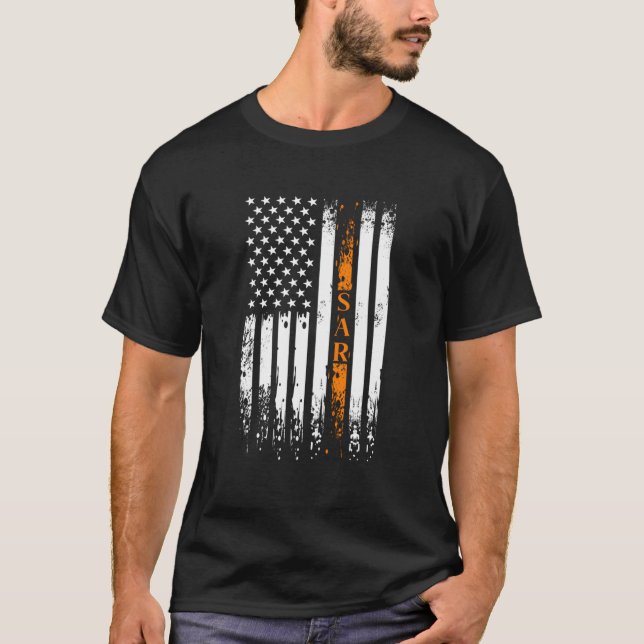 T-shirt Ligne Orange Mince - Recherche Et Secourir Team Sa (Devant)