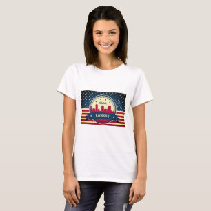 T-shirt Ligne Skyline Retro Wichita Kansas
