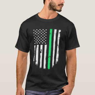 T-shirt Ligne verte mince Usa American Flag Veste Top