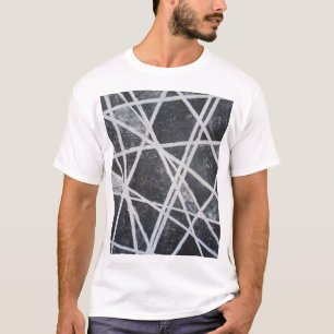 T-shirt Lignes blanches abstrait noir et blanc