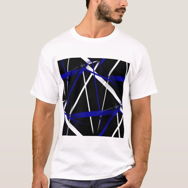 T-shirt Lignes de bleu de Criss et blanches royales (Devant)