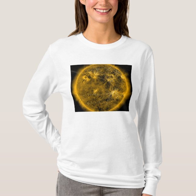 T-shirt Lignes de champ magnétique sur le Soleil (Devant)