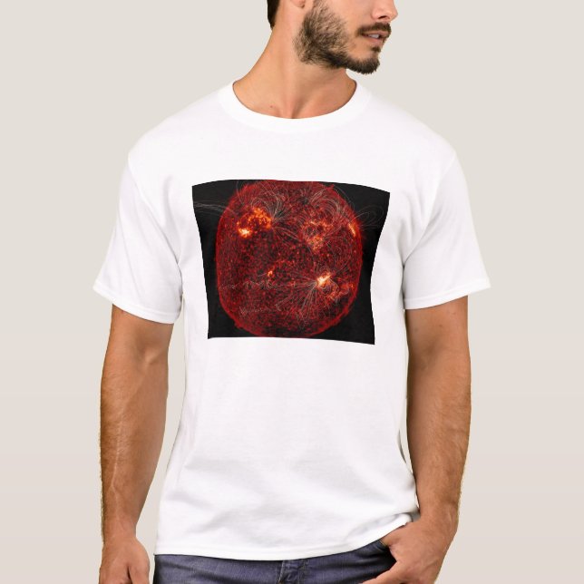 T-shirt Lignes de champ magnétique sur le Soleil 3 (Devant)