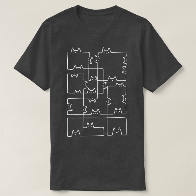 T-shirt Lignes de chat Cubisme géométrique Noir et blanc p (Design devant)