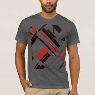 T-shirt Lignes de formes en diagonale rouge noir MCM appar