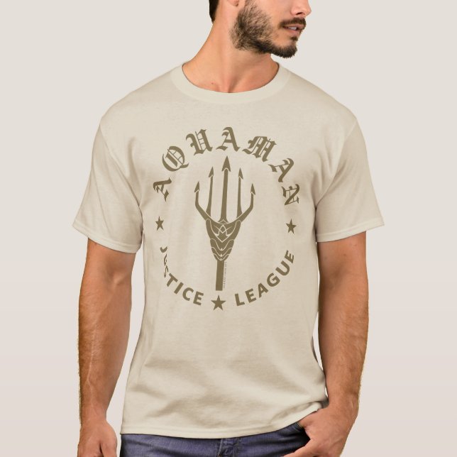 T-shirt Ligue de Justice | Aquaman Retro Trident Emblem (Devant)