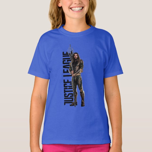 T-shirt Ligue de Justice | Aquaman Sur Le Champ De Bataill (Devant)