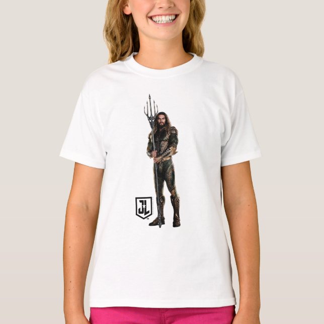 T-shirt Ligue de Justice | Aquaman Sur Le Champ De Bataill (Devant)