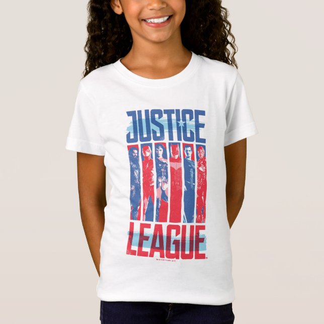 T-Shirt Ligue de Justice | Blue & Red Group Pop Art (Devant)