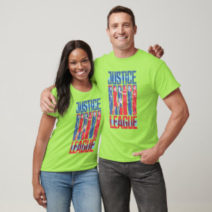 T-shirt Ligue de Justice   Blue & Red Group Pop Art