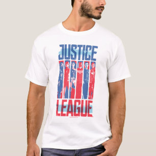 T-shirt Ligue de Justice   Blue & Red Group Pop Art