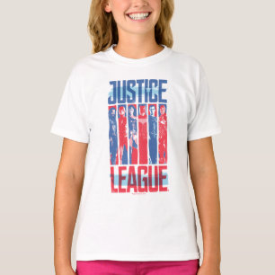T-shirt Ligue de Justice   Blue & Red Group Pop Art