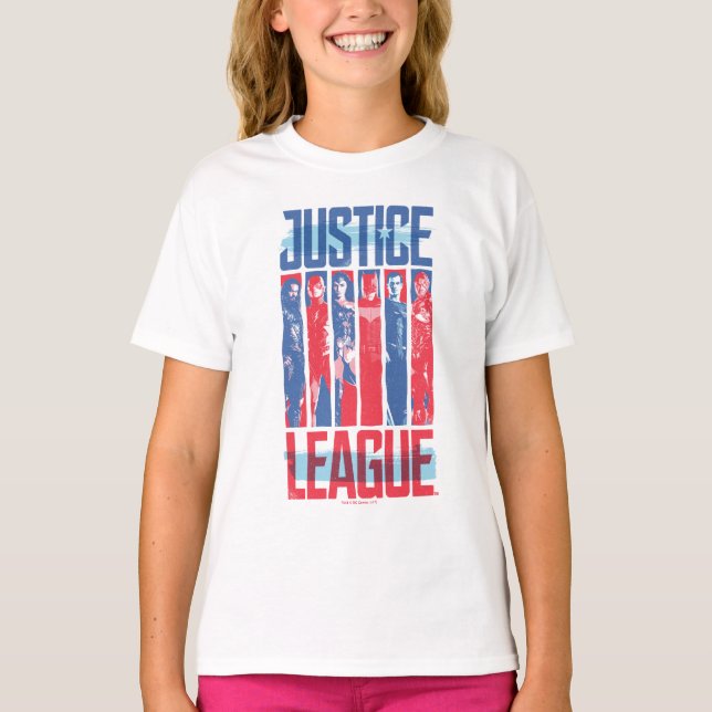 T-shirt Ligue de Justice | Blue & Red Group Pop Art (Devant)