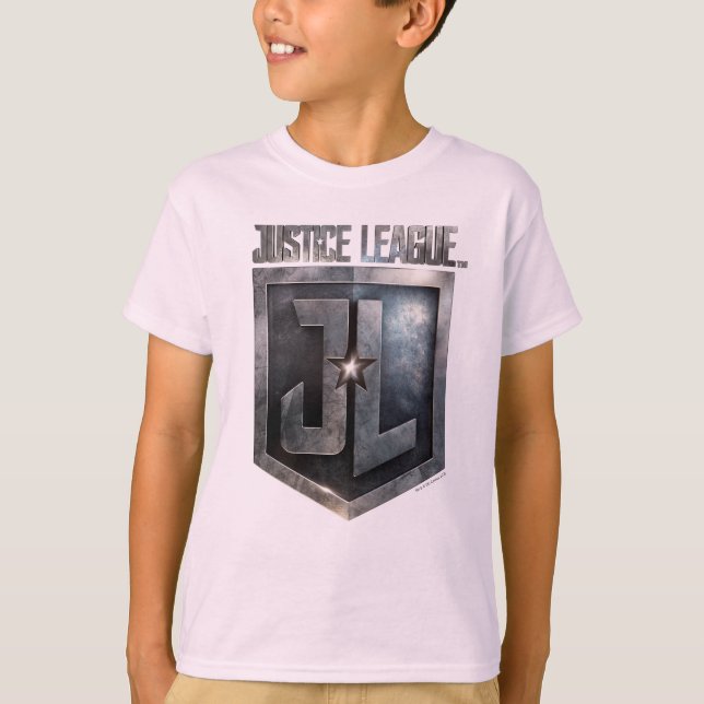 T-shirt Ligue de Justice | Bouclier JL métallique (Devant)