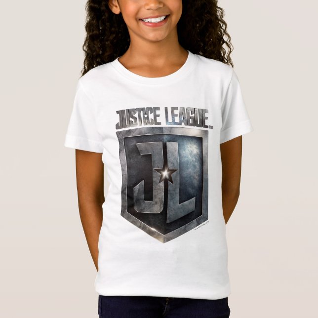 T-Shirt Ligue de Justice | Bouclier JL métallique (Devant)
