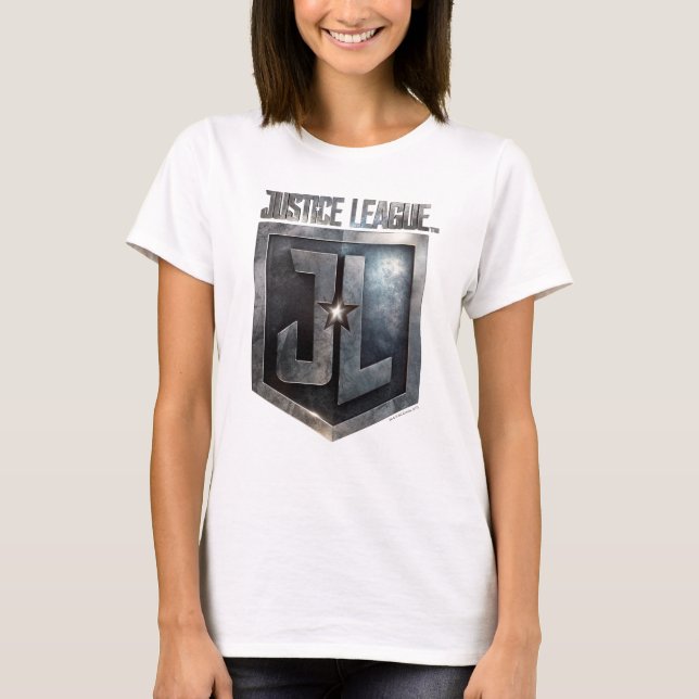 T-shirt Ligue de Justice | Bouclier JL métallique (Devant)