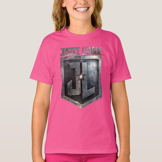 T-shirt Ligue de Justice | Bouclier JL métallique (Devant)