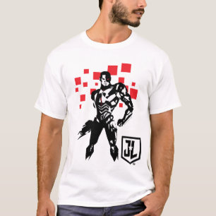 T-shirt Ligue de Justice Cyborg Digital Noir Pop Art