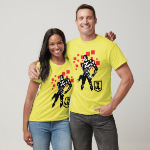T-shirt Ligue de Justice   Cyborg Digital Noir Pop Art