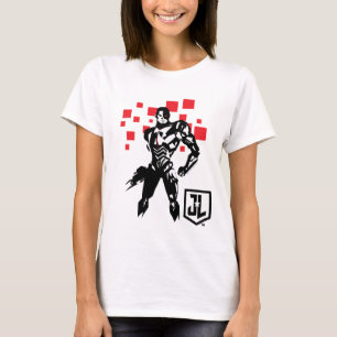 T-shirt Ligue de Justice Cyborg Digital Noir Pop Art