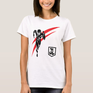 T-shirt Ligue de Justice   Flash Running Noir Pop Art
