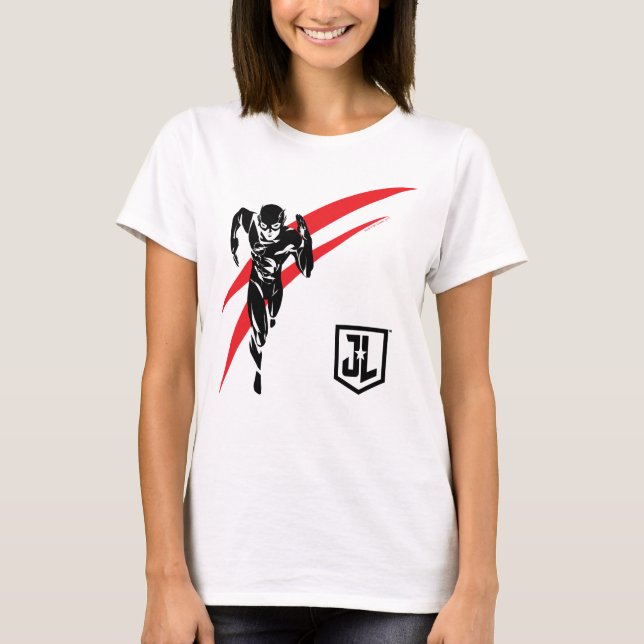 T-shirt Ligue de Justice | Flash Running Noir Pop Art (Devant)