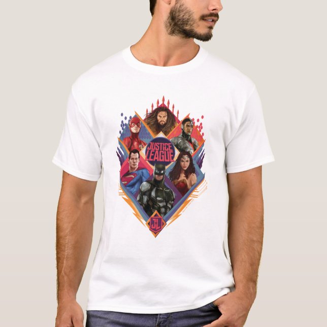 T-shirt Ligue de Justice | Insigne du groupe de hachures d (Devant)