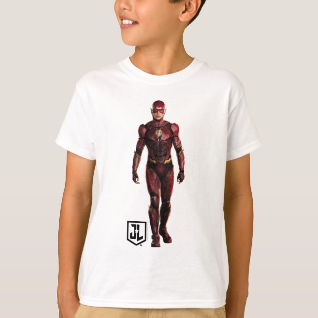 T-shirt Ligue de Justice | Le Flash Sur Le Champ De Batail (Devant)