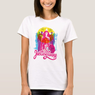 T-shirt Ligue de Justice   Retro Group & Logo Pop Art