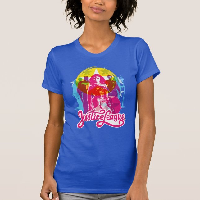 T-shirt Ligue de Justice | Retro Group & Logo Pop Art (Devant)