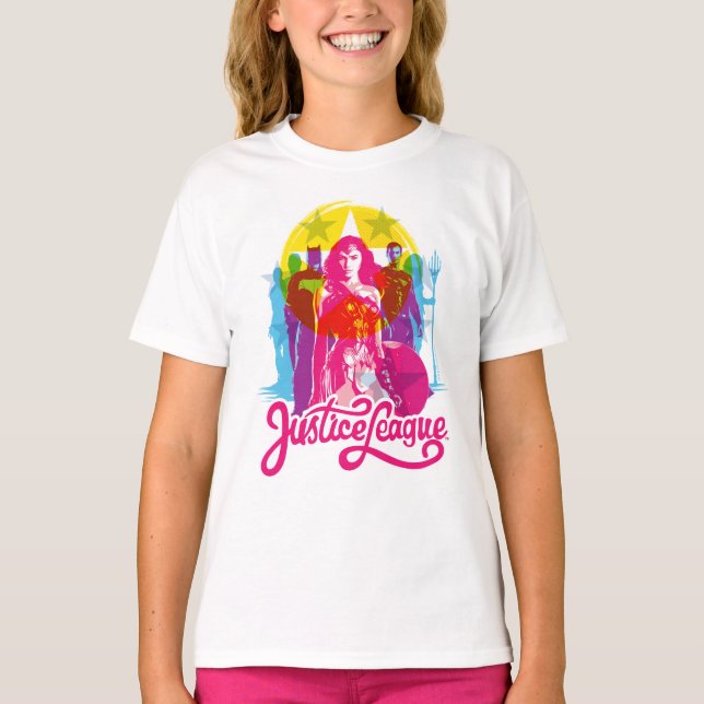 T-shirt Ligue de Justice | Retro Group & Logo Pop Art (Devant)
