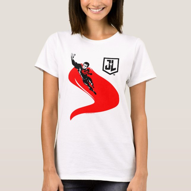 T-shirt Ligue de Justice | Superman Flying Noir Pop Art (Devant)