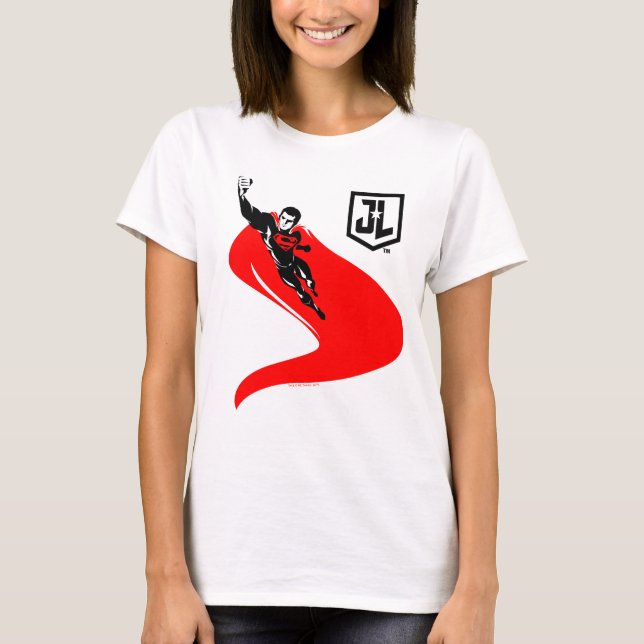 T-shirt Ligue de Justice | Superman Flying Noir Pop Art (Devant)