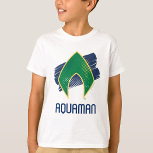 T-shirt Ligue de Justice   Symbole Aquaman à demi-teintes 