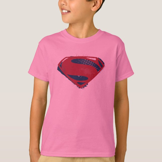 T-shirt Ligue de Justice | Symbole Superman brosse et demi (Devant)