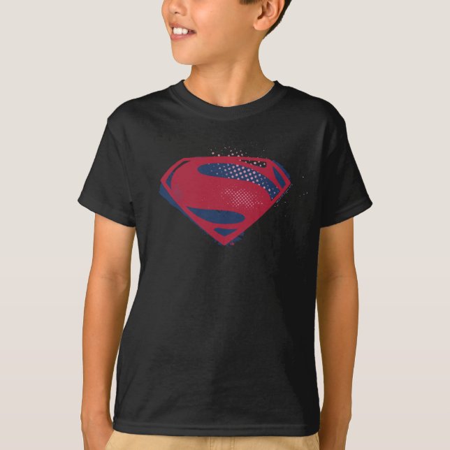 T-shirt Ligue de Justice | Symbole Superman brosse et demi (Devant)