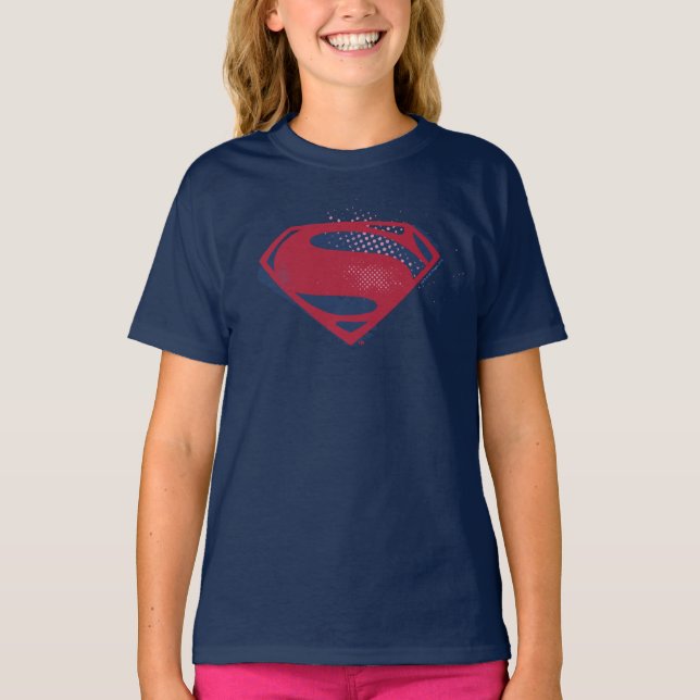 T-shirt Ligue de Justice | Symbole Superman brosse et demi (Devant)