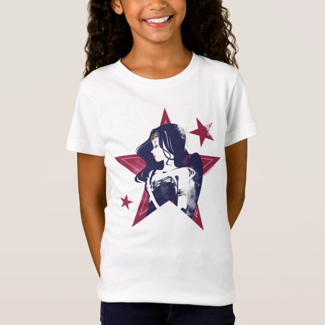 T-Shirt Ligue de Justice | Wonder Woman & Stars Pop Art (Devant)