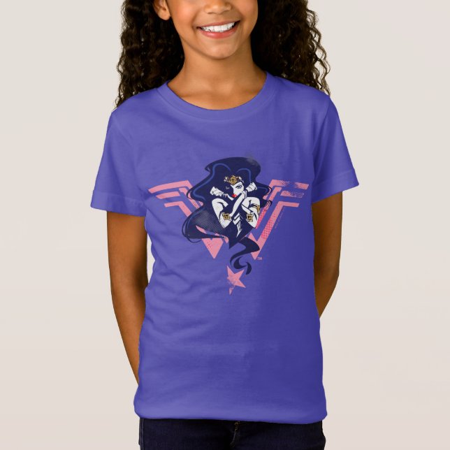 T-Shirt Ligue de Justice | Wonder Woman & Symbol Pop Art (Devant)
