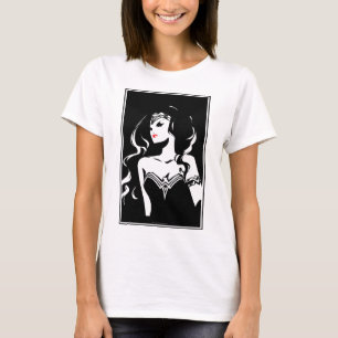 T-shirt Ligue de la justice  Wonder Woman Noir Pop Art