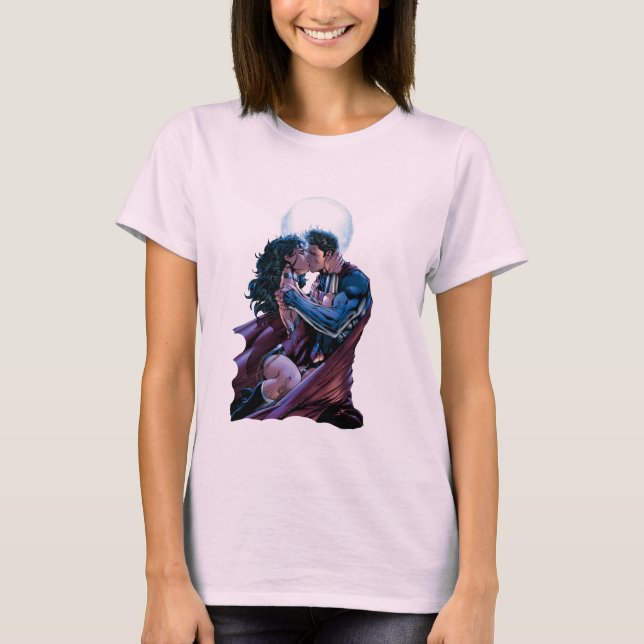 T-shirt Ligue Justice #12 Wonder Woman & Superman Kiss (Devant)