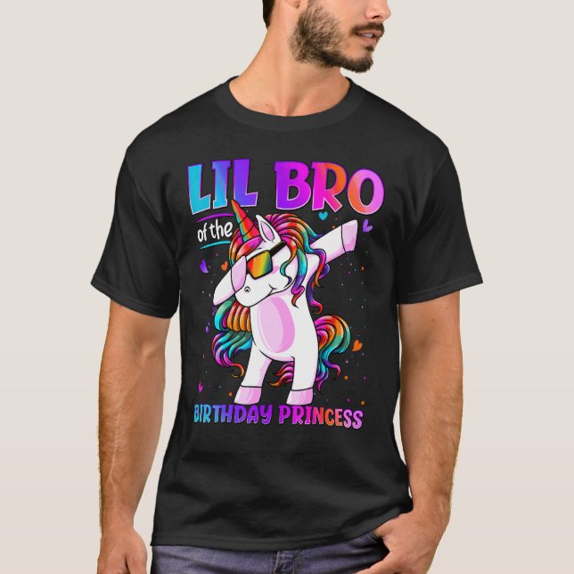 T-shirt Lil Bro De La Princesse D'Anniversaire Dabbing Uni (Devant)