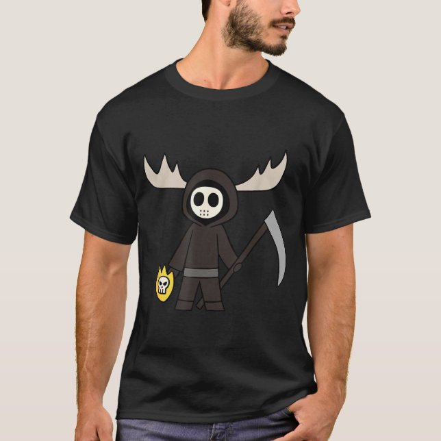 T-shirt Lil Doom Moose - Funny Reaper Cartoon  (Devant)