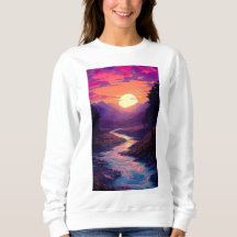 T - Shirt Lila Horizonte über die Flusstäler.